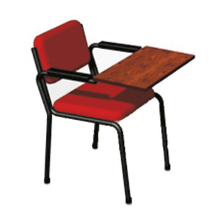 Learn With Us - Seat In Fabric, Back In Hard PP, MS Powder Quoted 4 Leg, 450 mm Full Length 18 mm Writing Foldable Top (CS-E11)