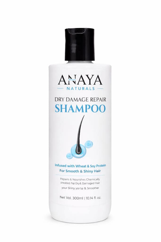 Anaya Naturals Dry Damage Repair Shampoo with Wheat & Soy Protein for Smooth & Shiny Hair – 300 ml