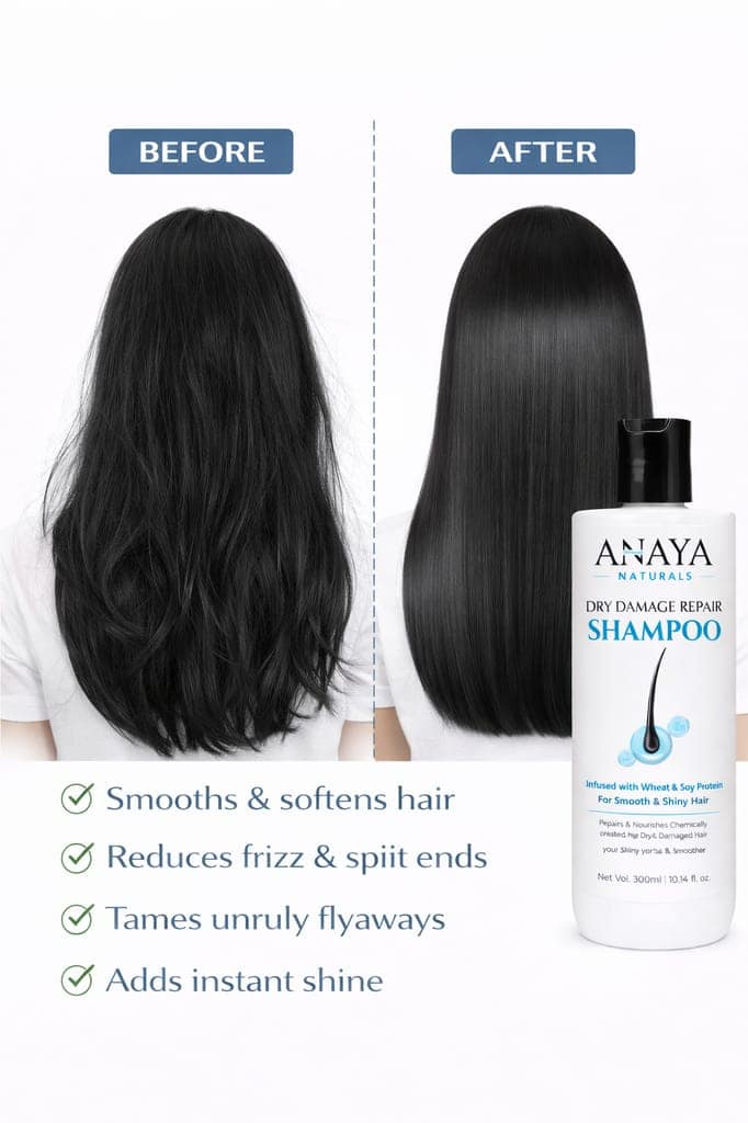 Anaya Naturals Dry Damage Repair Shampoo with Wheat & Soy Protein for Smooth & Shiny Hair – 300 ml view 4