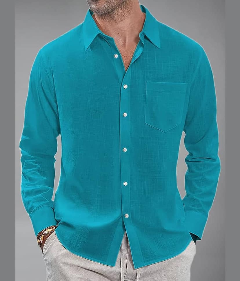 Yugnik Cotton Blend Slim Fit Full Sleeves Men's Formal Shirt - Turquoise ( Pack of 1 )
