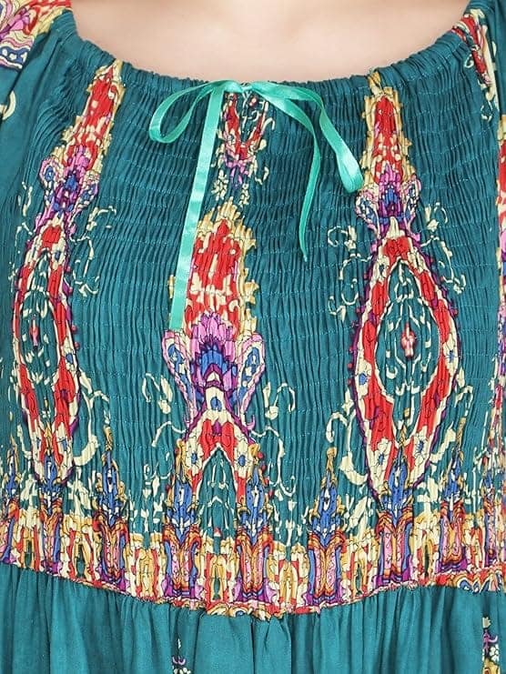 Attractive Printed Rayon Bobbin One Piece fit and Flare Dress in tie dye Pattern Comfy Trendy Night Gown for Women view 2