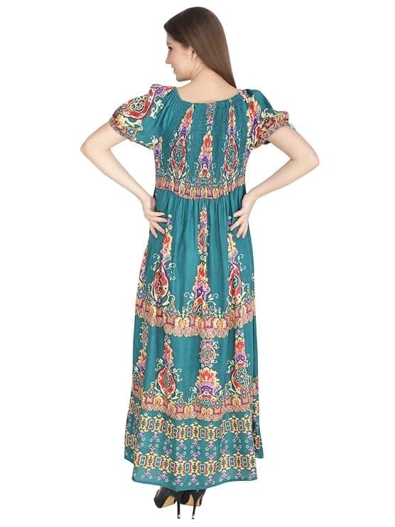 Attractive Printed Rayon Bobbin One Piece fit and Flare Dress in tie dye Pattern Comfy Trendy Night Gown for Women view 5