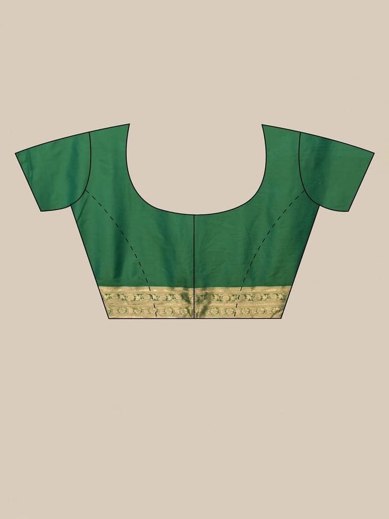 Green Taffeta Silk Saree view 5