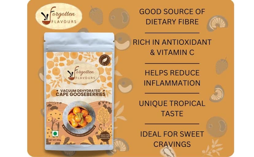 Forgotten Flavours Dehydrated Cape Gooseberry Candy | Rasbhari | Dried Fruit | Vaccum Dehydrated | No Artificial Preservatives or Color | No Added Sulphur view 4
