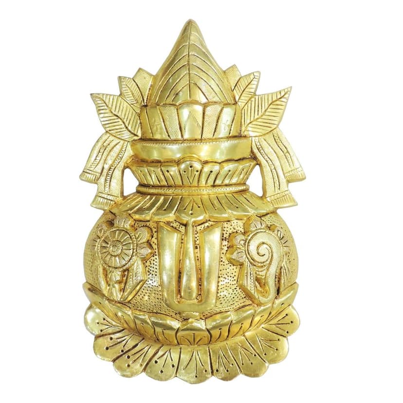 Brass Kalash Wall Hanging Plate | Kalash Wall Decor | Traditional Brass Pooja Room Wall Art, Height : 10 Inch (BSMAS1954 C) view 2