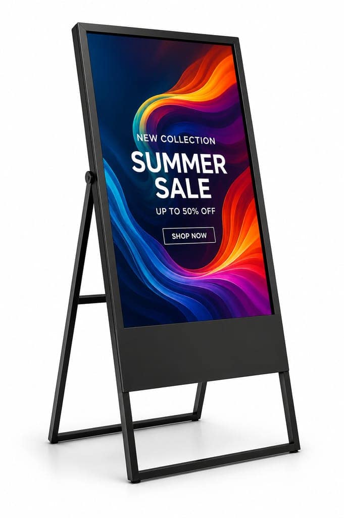 43" A-Type Digital Standee Gold | 4K UHD Indoor Floor-Standing Display | 3-Year Onsite Warranty
