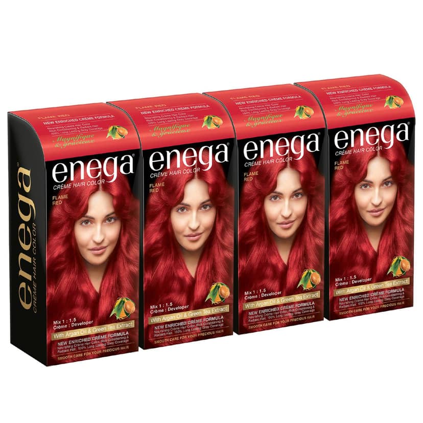 Enega Flame Red Hair Color Cream 150ml | No Ammonia | With Argan Oil and Green Tea Extract | Nourishing and Long Lasting