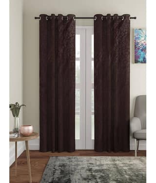 Cortina - Floral Embossed Room Darkening Eyelet Curtain-9 Ft-pack of 2