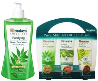 Himalaya Purifying Neem Face Wash, 400 ml & Himalaya Pure Skin Neem Facial Kit (Facewash 50ml, Scrub 50g & Face Pack 50g)