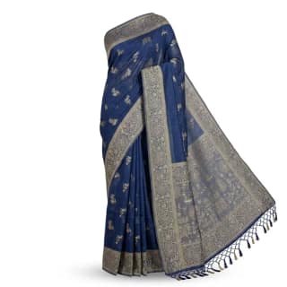 Blue Printed Odisha Handloom Saree | Ethnic Woven Cotton