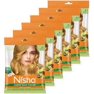 Nisha Creme Based Hair Color Each Sachet 40gm (Pack of 6) , Golden Blonde