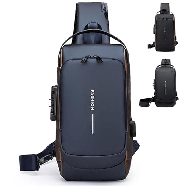 Anti-Theft Crossbody Sling Bag for Men | Password Lock, USB Charging Port & Multiple Compartments view 2