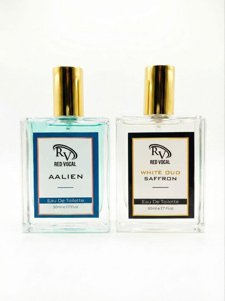 Red Vocal Aalien & White Oud Saffron Luxury Perfume Combo | Unisex Eau De Toilette | Premium Fragrance Set 2 × 50ml view 3