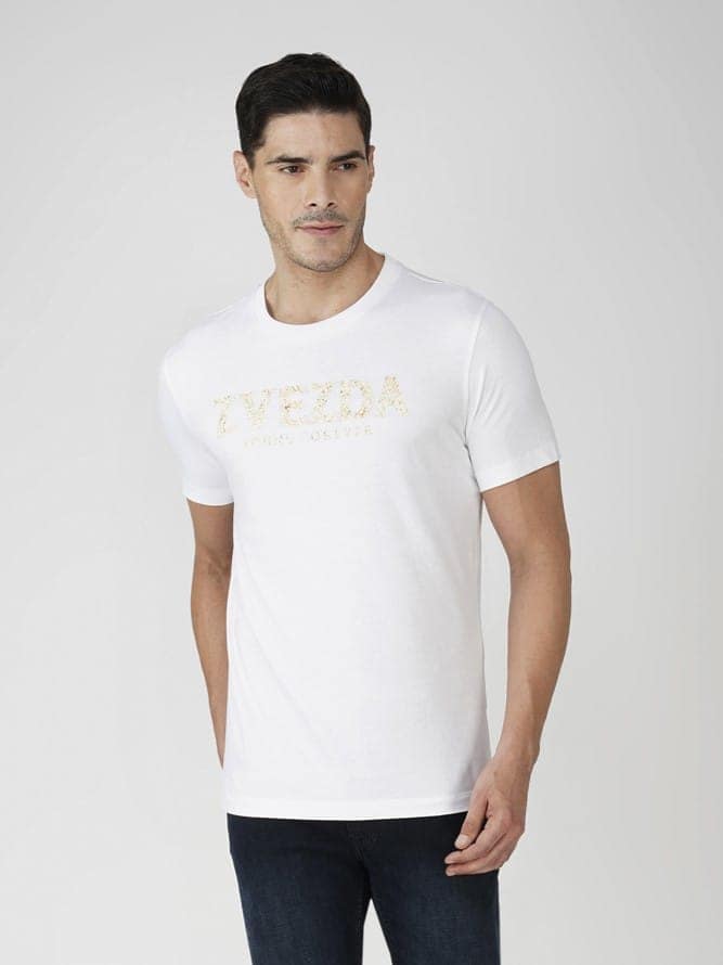 Men’s Branded Lightweight Cotton Jersey T-Shirt White view 4