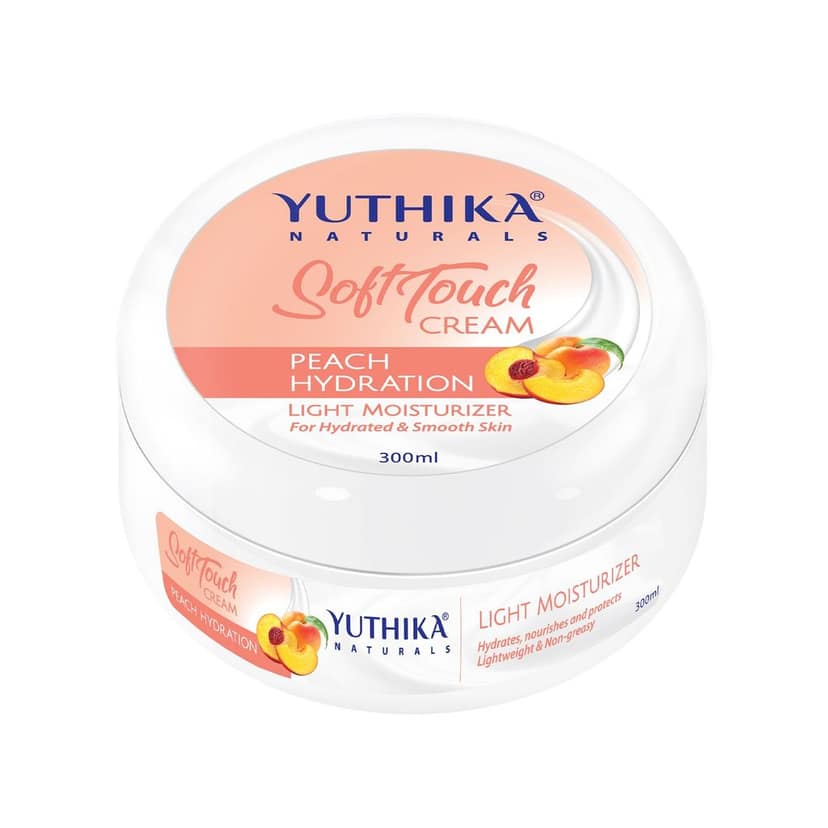 Yuthika Peach Hydration Light Moisturizer Cream for Face, Hand, Body, Dry Skin Moisturizer for All Skin Types - 300ml view 3