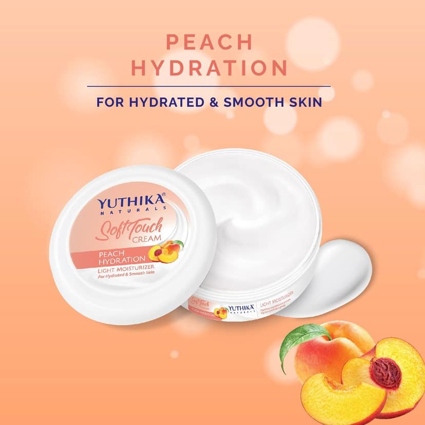 Yuthika Peach Hydration Light Moisturizer Cream for Face, Hand, Body, Dry Skin Moisturizer for All Skin Types - 300ml view 4