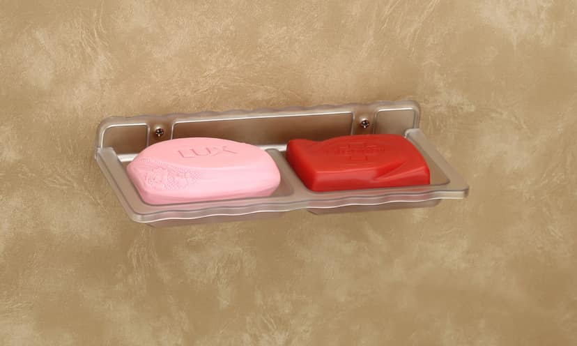 HAPPI Unbreakable ABS Plastic Square Shape Double Soap Dish, Soap Stand, Soap Case, Soap Holder Stand Wall Mounted for Bathroom (Clear)