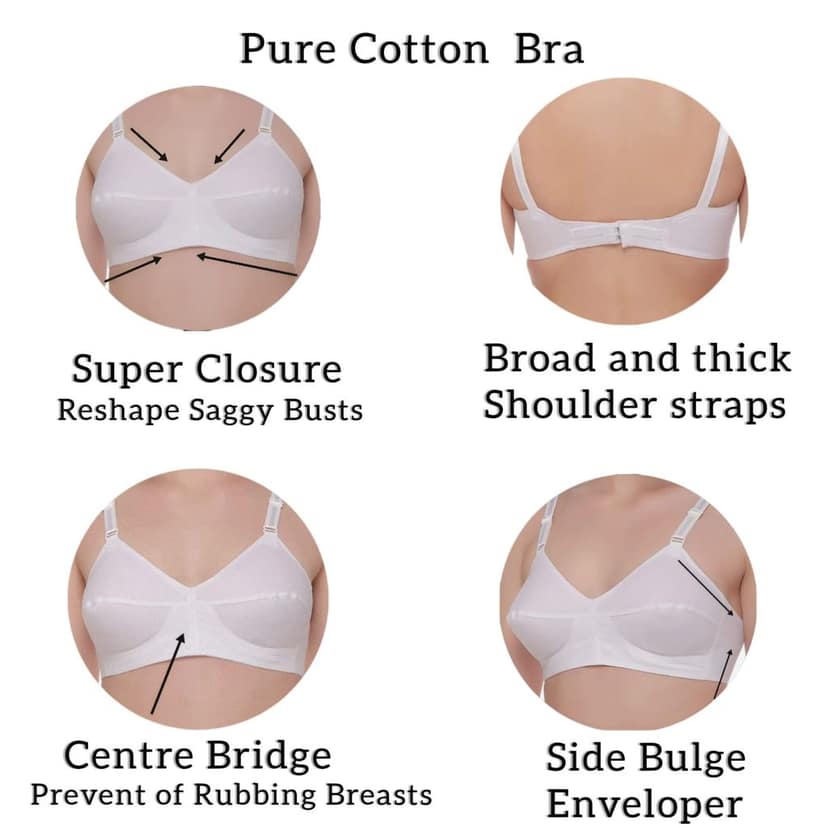 FASHION BONES Pure Cotton Non Padded Wire Free Dailywear Bra in Combo Pack of 2 view 2