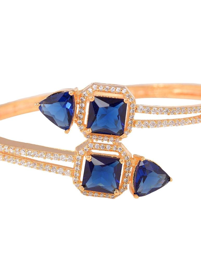 Gold plated Blue AD studded handcrafted stylish Bracelet for Women & Girls view 4