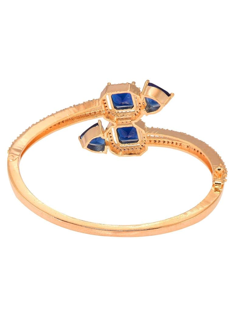 Gold plated Blue AD studded handcrafted stylish Bracelet for Women & Girls view 5