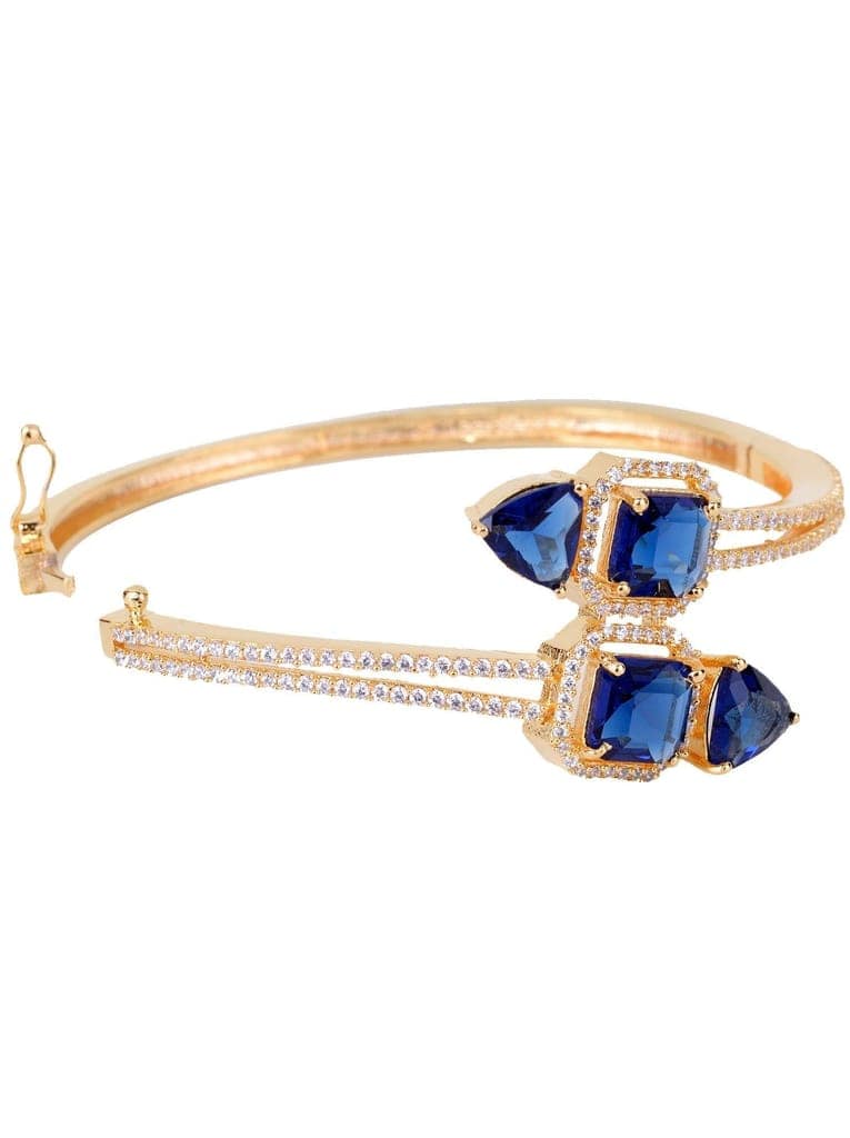 Gold plated Blue AD studded handcrafted stylish Bracelet for Women & Girls view 7