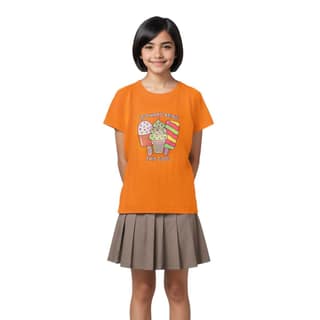 Girls T shirt Cotton Vibrant Orange Cool Ice Creams