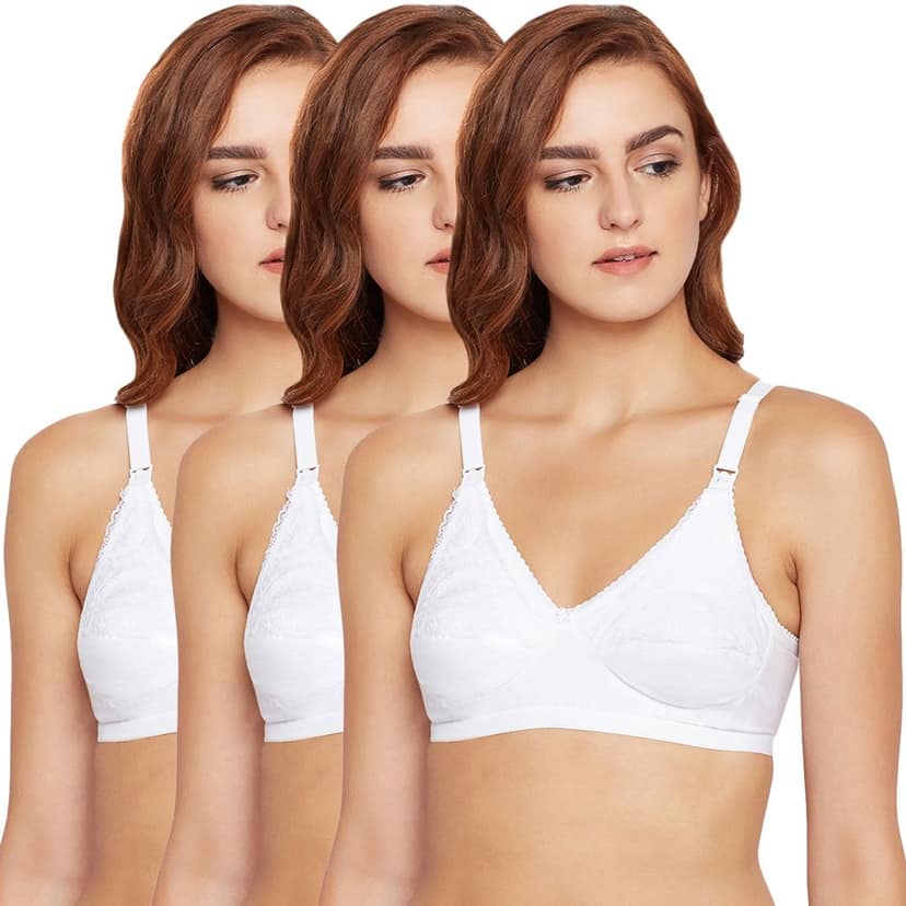 Bodycare 100% Cotton Non Padded Non wired Feeding Bra-Pack of 3