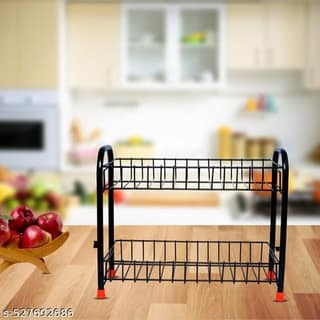 NAYEEM 2 Layer Wall Mount Stainless Steel Storage Rack 3 Tier (variant)