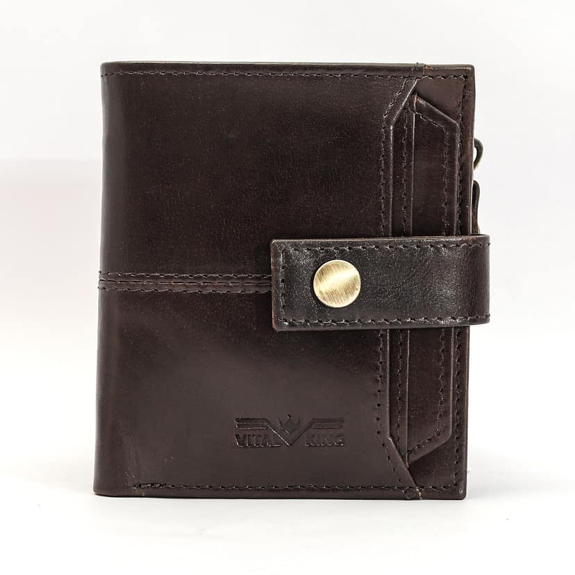 Vital King Men Travel Brown Genuine Leather RFID Wallet (11 Card Slots)