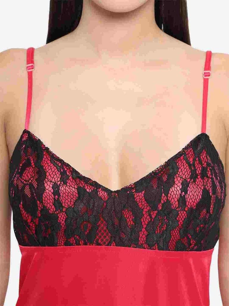 Hot Bridal Honeymoon Babydoll and Bikini Dress-Cherry Red-B40C view 8