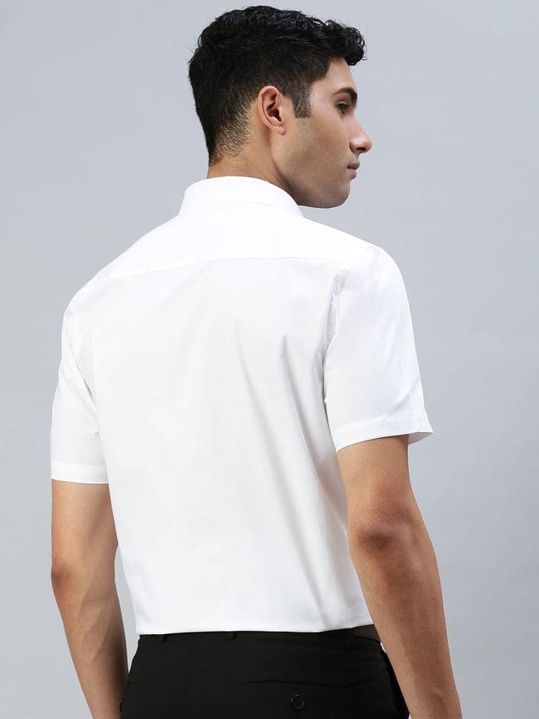 Mens 100% Cotton White Half Sleeves Shirt Award view 2