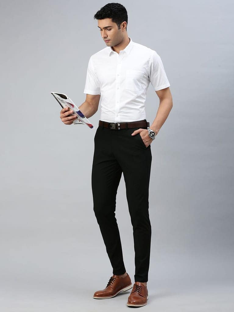 Mens 100% Cotton White Half Sleeves Shirt Award view 6