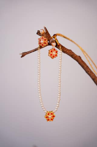 Pearl Gold-Plated Necklace & Earring Set