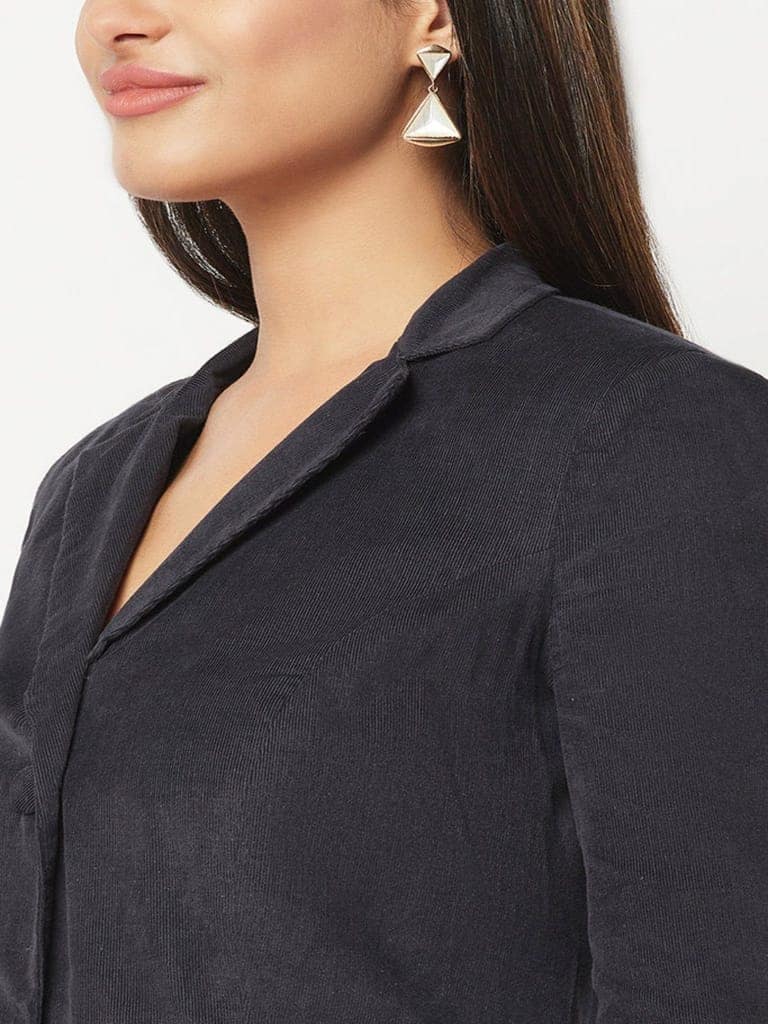 Navy Blue Corduroy Dress view 5