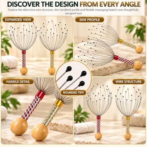 House Tools 1 Pc's Hand Powered Hair Scalp Massager Claw Massager Body Massager Octopus Head Scalp Neck Equipment Stress Release Relax Massage Relief Head Care Massager, Multicolour view 3