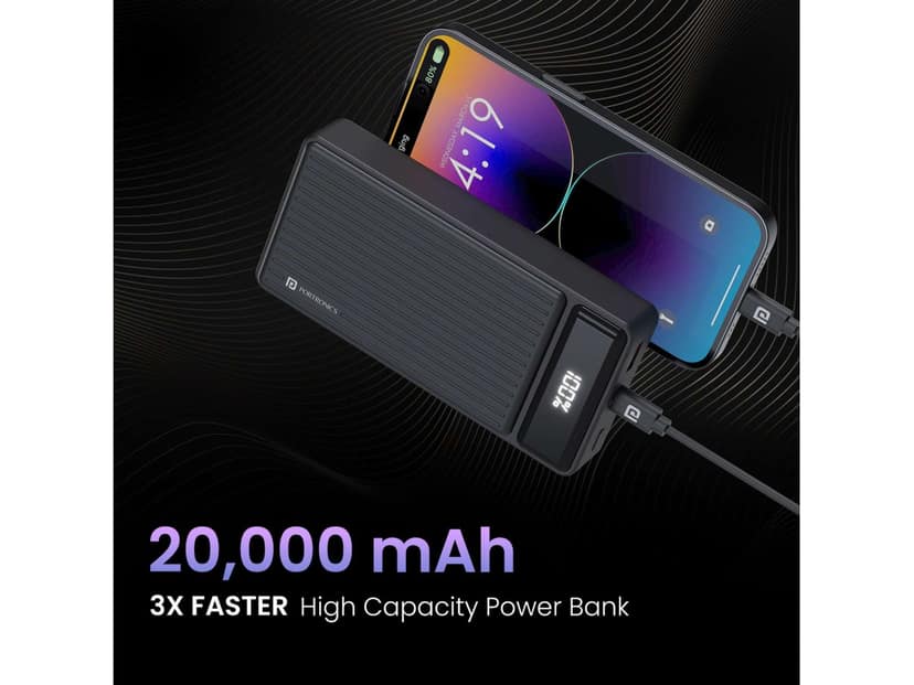 Portronics Luxcell B 20K 22.5 Watt High-Speed Charging, LED Battery Indicator, Type C port ,Made in India view 3