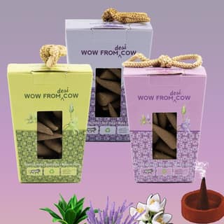 Nandi Panchgavya 100 Percent Cow Dung Kevda, Lavender, Jasmine Dhoop Cones (150 Pcs)