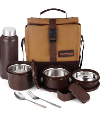 Oliveware Magma Stainless Steel Lunch Box 3 - Container ( Pack of 1 )