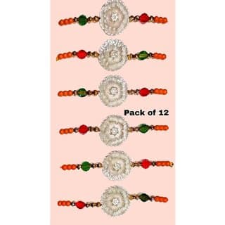 (Pack of 12) CHARKEE Fancy 12 Bhaiya Bhabhi Rakhi (Multicolour)