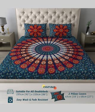 COZYKO Cotton 1 Double Bedsheet with 2 Pillow Covers ( Brown )
