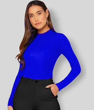 Dream Beauty Fashion Women's Cotton Blend Regular Top ( Blue )