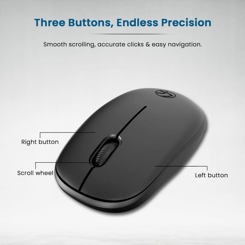 LAPCARE Safari III B Wireless Mouse-2.4GHz High Precision with Upto 1600 DPI, Nano Receiver and Plug & Play Usage -USB/Black view 2
