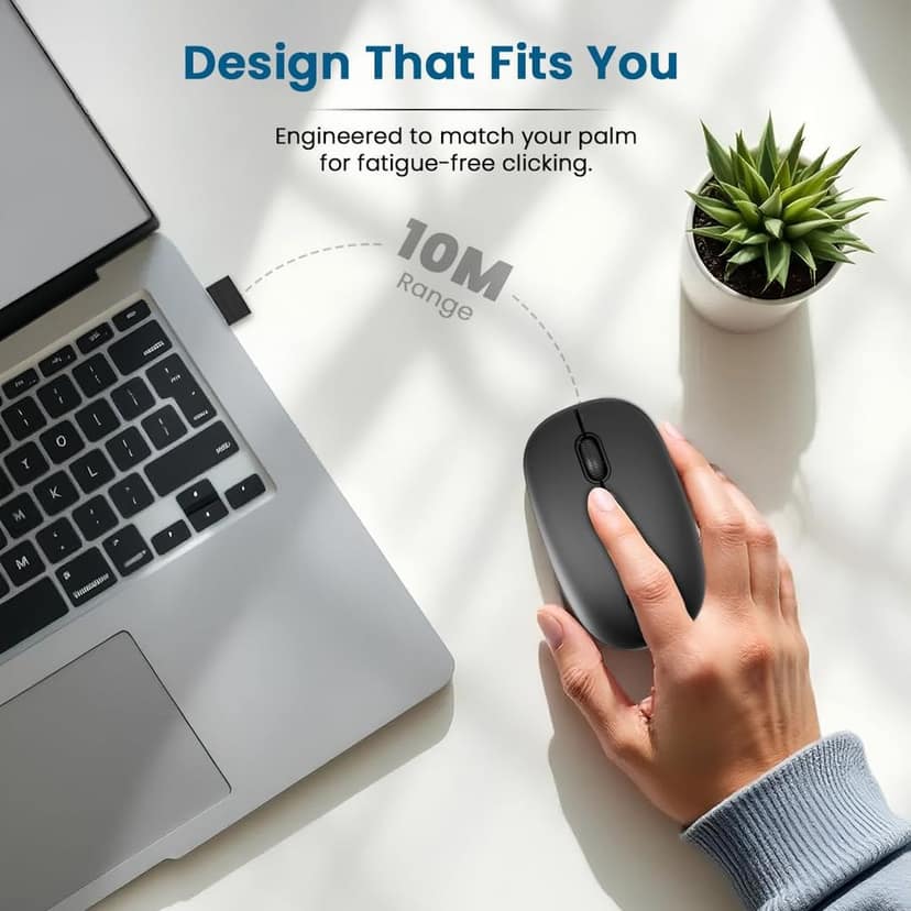 LAPCARE Safari III B Wireless Mouse-2.4GHz High Precision with Upto 1600 DPI, Nano Receiver and Plug & Play Usage -USB/Black view 3