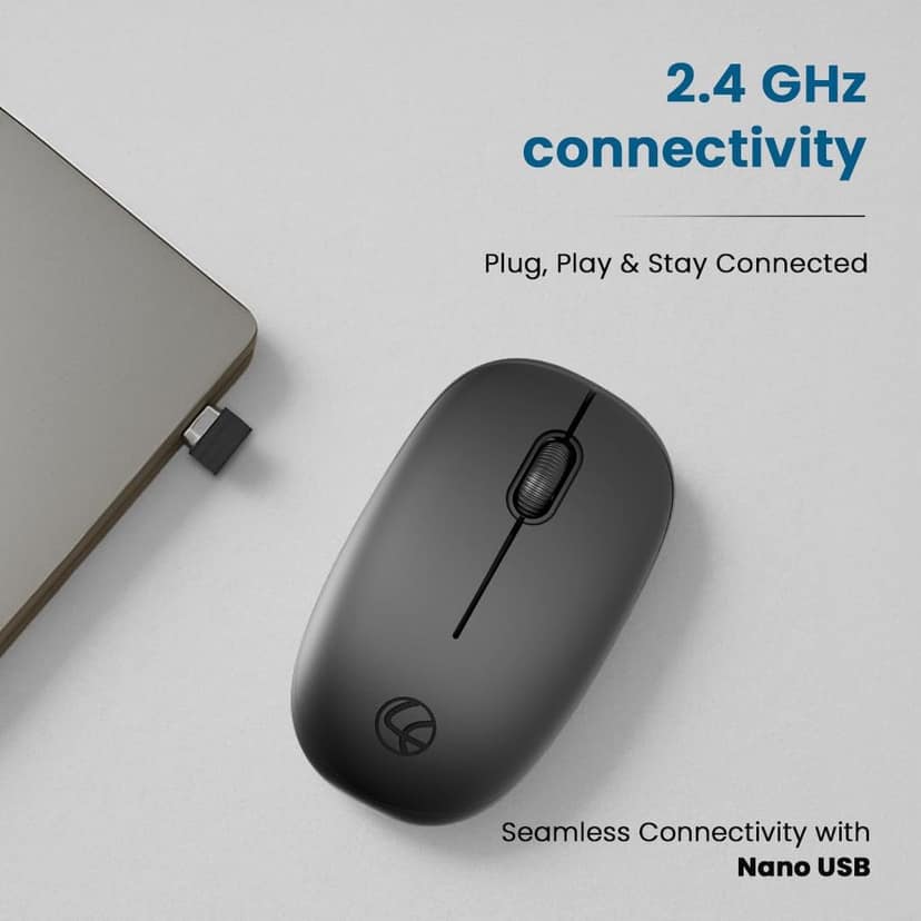 LAPCARE Safari III B Wireless Mouse-2.4GHz High Precision with Upto 1600 DPI, Nano Receiver and Plug & Play Usage -USB/Black view 4