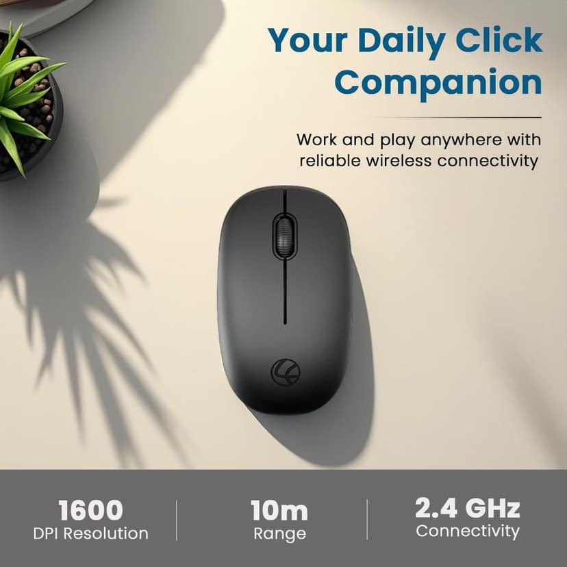 LAPCARE Safari III B Wireless Mouse-2.4GHz High Precision with Upto 1600 DPI, Nano Receiver and Plug & Play Usage -USB/Black view 6