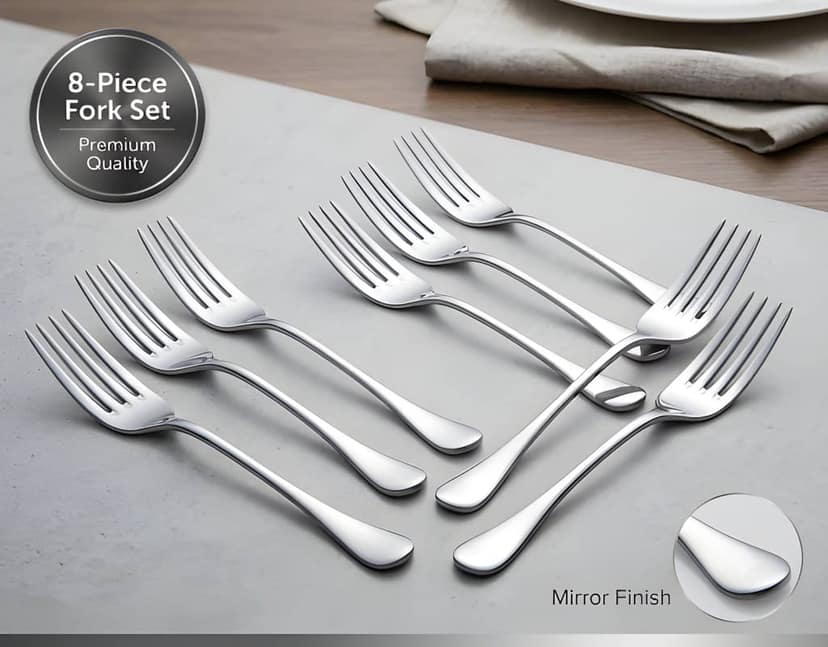 Heavy Metal Stainless Steel Dinner Forks Set of 8 | Reusable Tableware Forks for Dining, Kitchen & Restaurant | Multipurpose Stainless Steel Eating Forks for Home, Office & Party Use (Original)