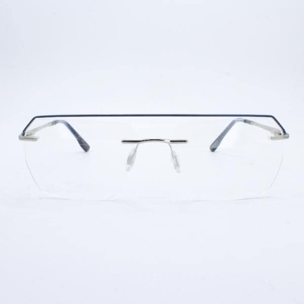 Lensoz Elite X Luxe Rimless Geometric - Narrow - Silver & Master Blue view 2