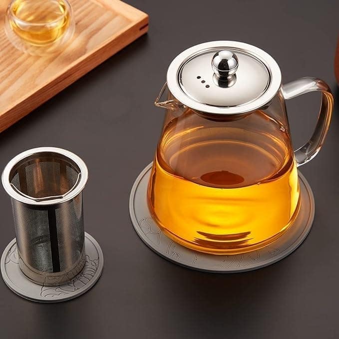 Glass teapot Kettle Teapot with Stainless Steel Infuser, Glass Teapot for Loose Leaf Tea, Blooming Tea, and Herbal view 2