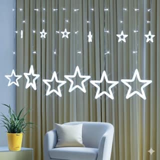 GLOWSERIE Plug Powered LED Star Curtain Fairy Lights for Indoor Wall Decor, Photo Backdrop, Wedding & Holiday Lighting