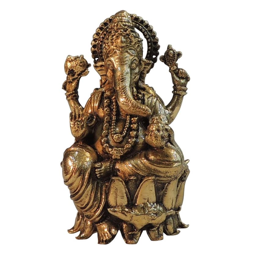 Brass Ganesh Ji Idol � Handmade Lord Ganesha Brass Murti, Height : 3 Inch (BSMAS1822 G) view 2